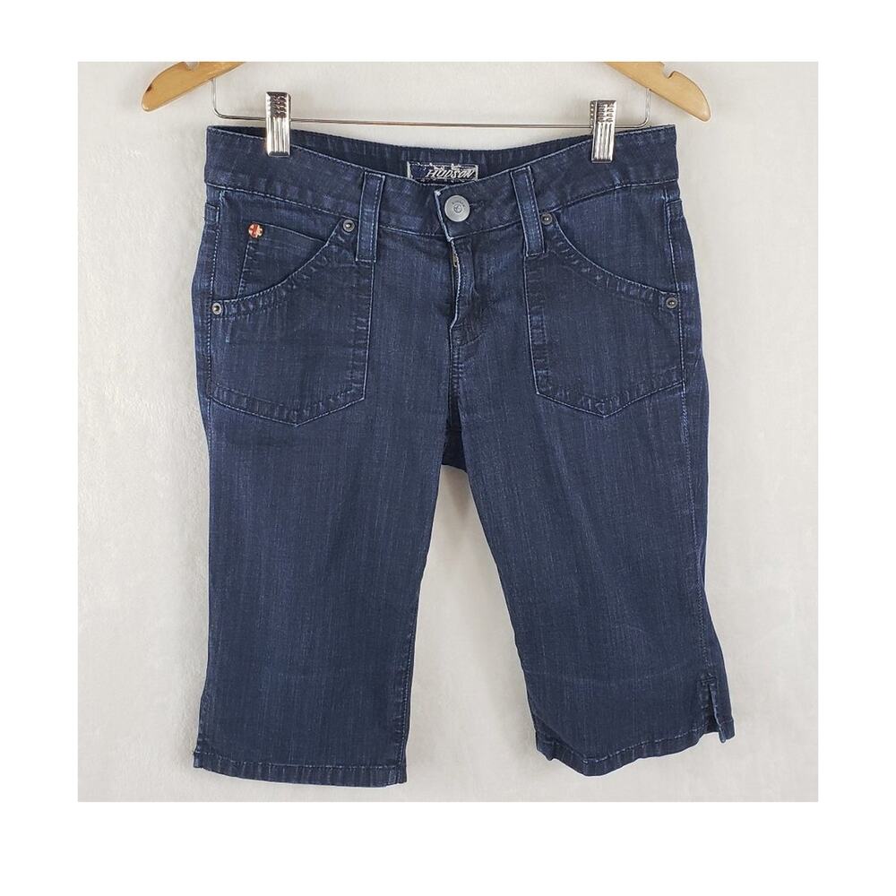 Hudson Bermuda Jean Shorts Women 28 Blue Denim Button Flap Skinny W632DLA